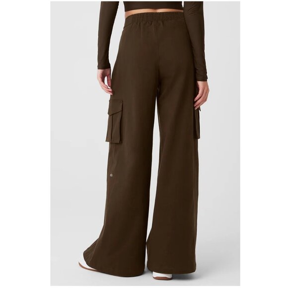 Alo Show Off Cargo Wide Leg Trouser 30" / Size XXS / Espresso Brown Pants - Picture 2 of 10